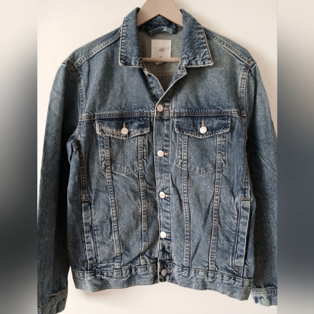 H&M Stonewashed Denim Jacket, Blue, Size Medium